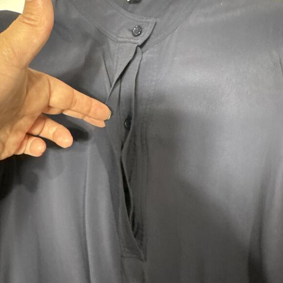 Arket Womens Modest Maxi Dress EU 34, US 4 Long Sleeves A-Line Band Collar Blue - Picture 10 of 16